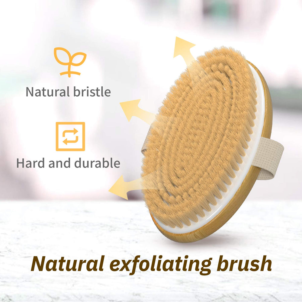 Metene cepillo corporal con cerdas suaves para piel sensible y masaje suave.