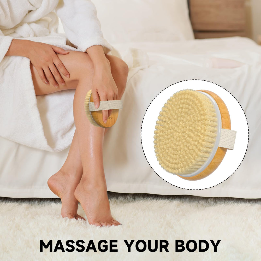 Metene dry body brush ideal for use in shower or bath routines.
