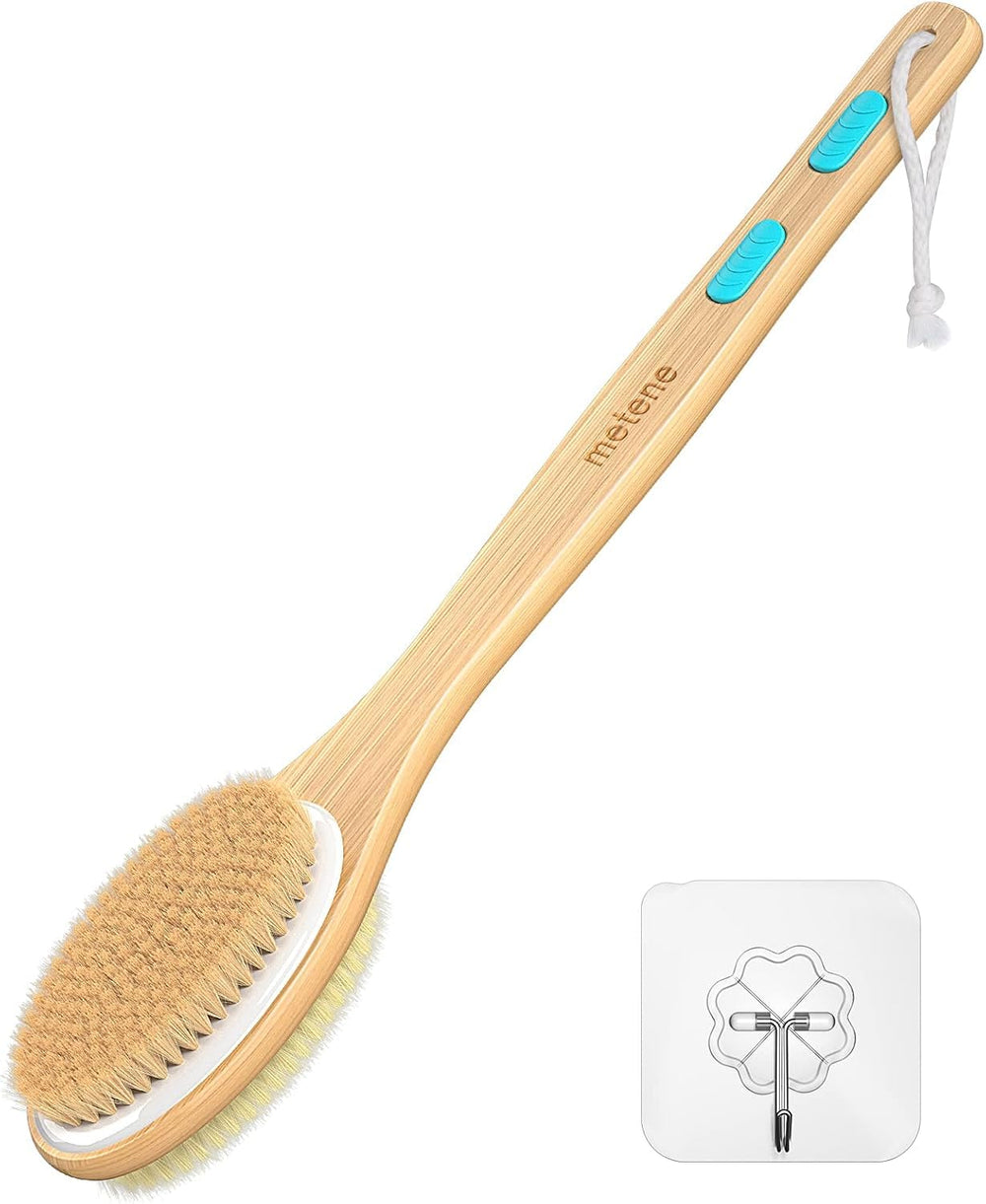 Metene shower brush with 17-inch long handle for easy back scrubbing