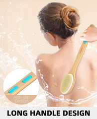 Metene brush stiff bristles for exfoliation during wet or dry brushing
