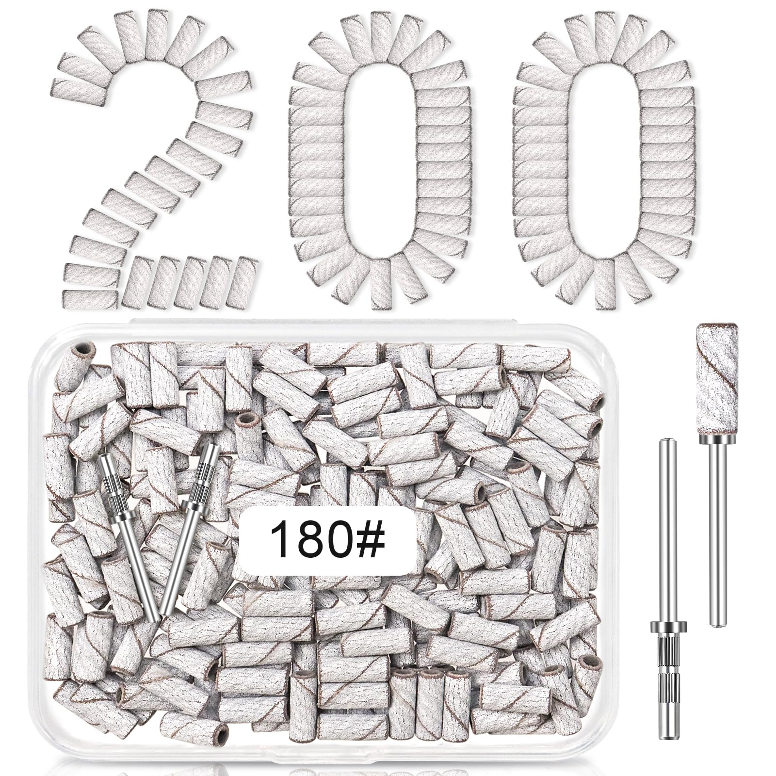 METEOROCK 180 grit mini sanding bands in a clear case for easy storage and quick access.