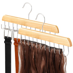 MetFun wood hair extension hanger 2-pack keeps extensions organized and tangle-free.