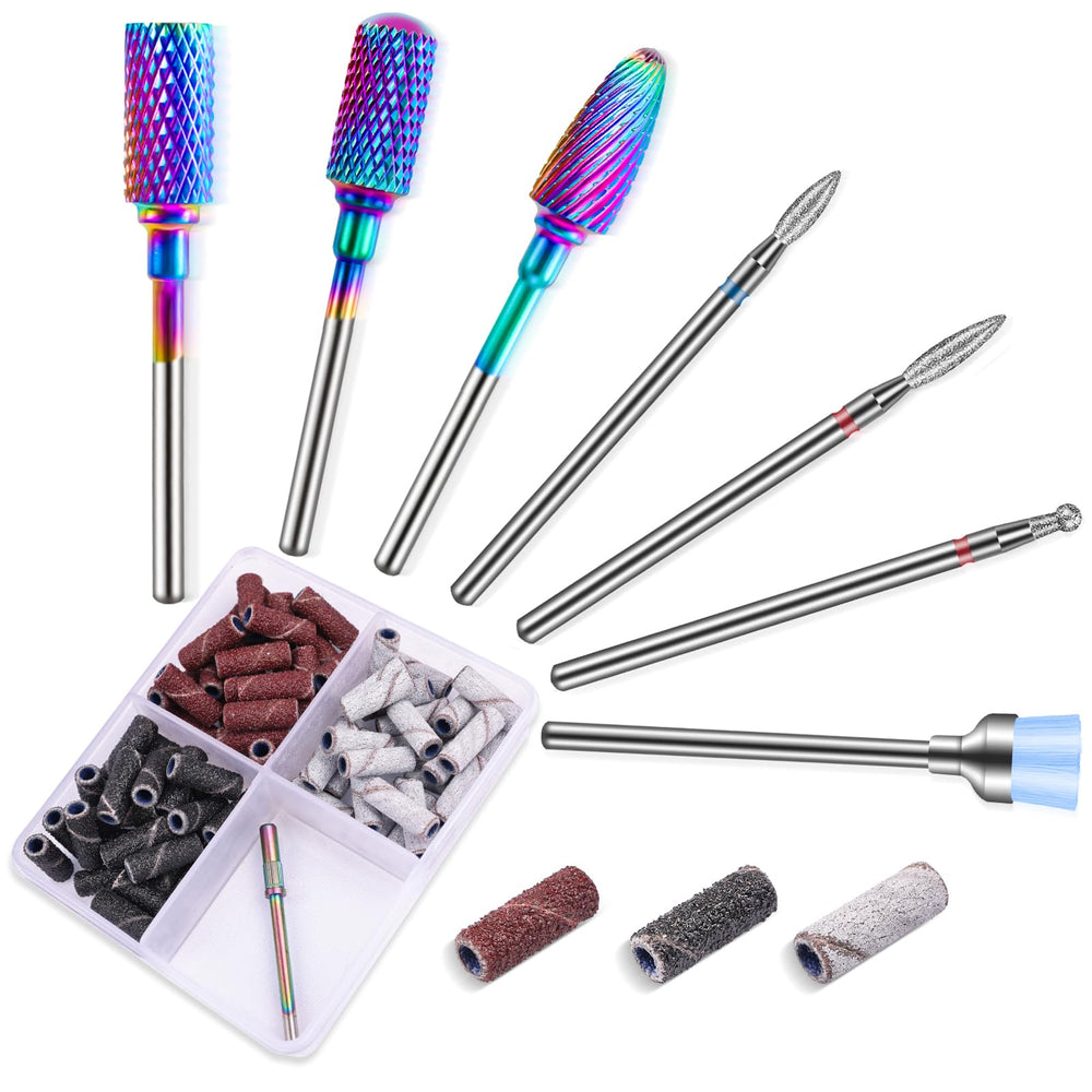 METHELIX carbide nail drill bits set with 3/32'' shank for precise shaping.