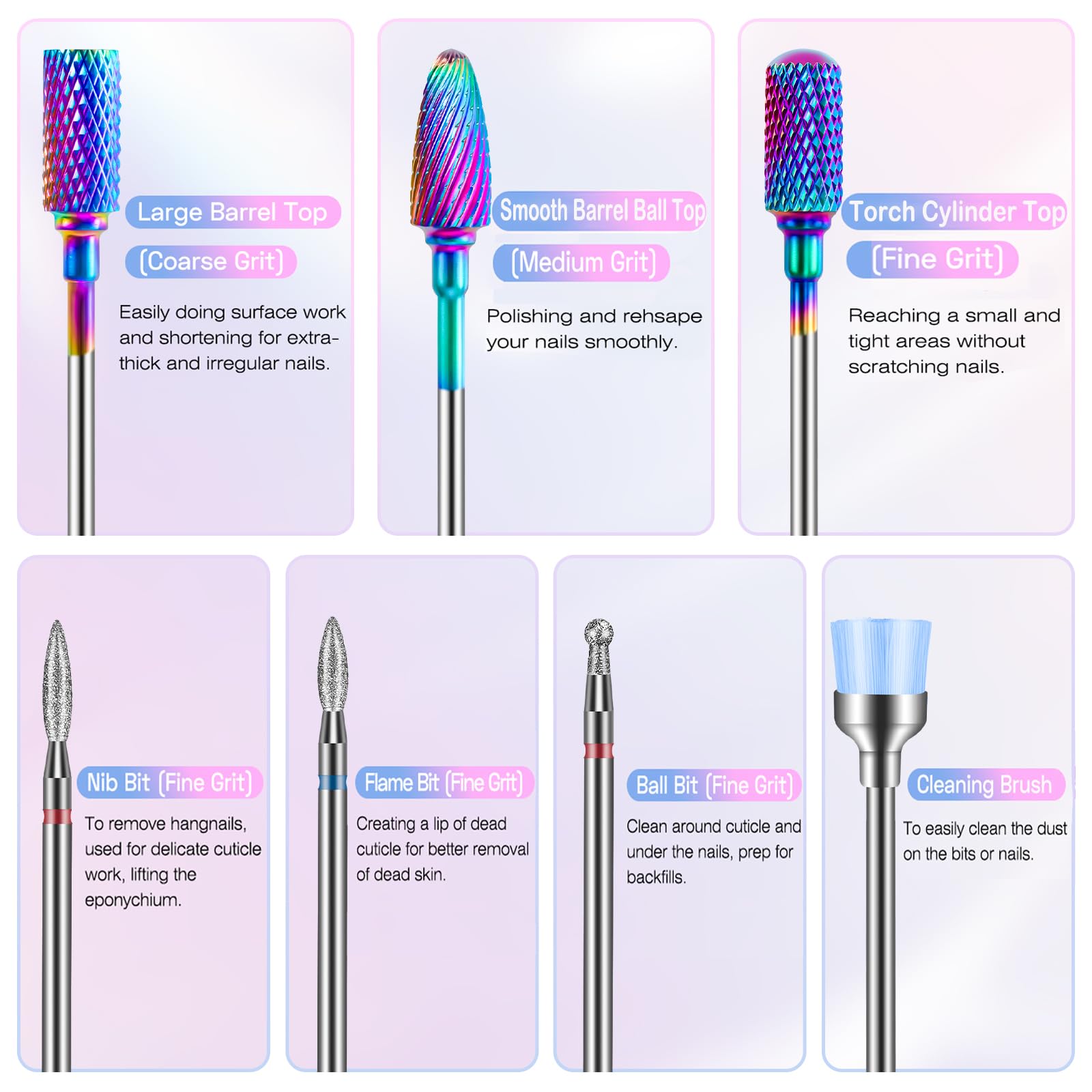 METHELIX diamond ball cuticle bit for safe cuticle cleaning and prep.