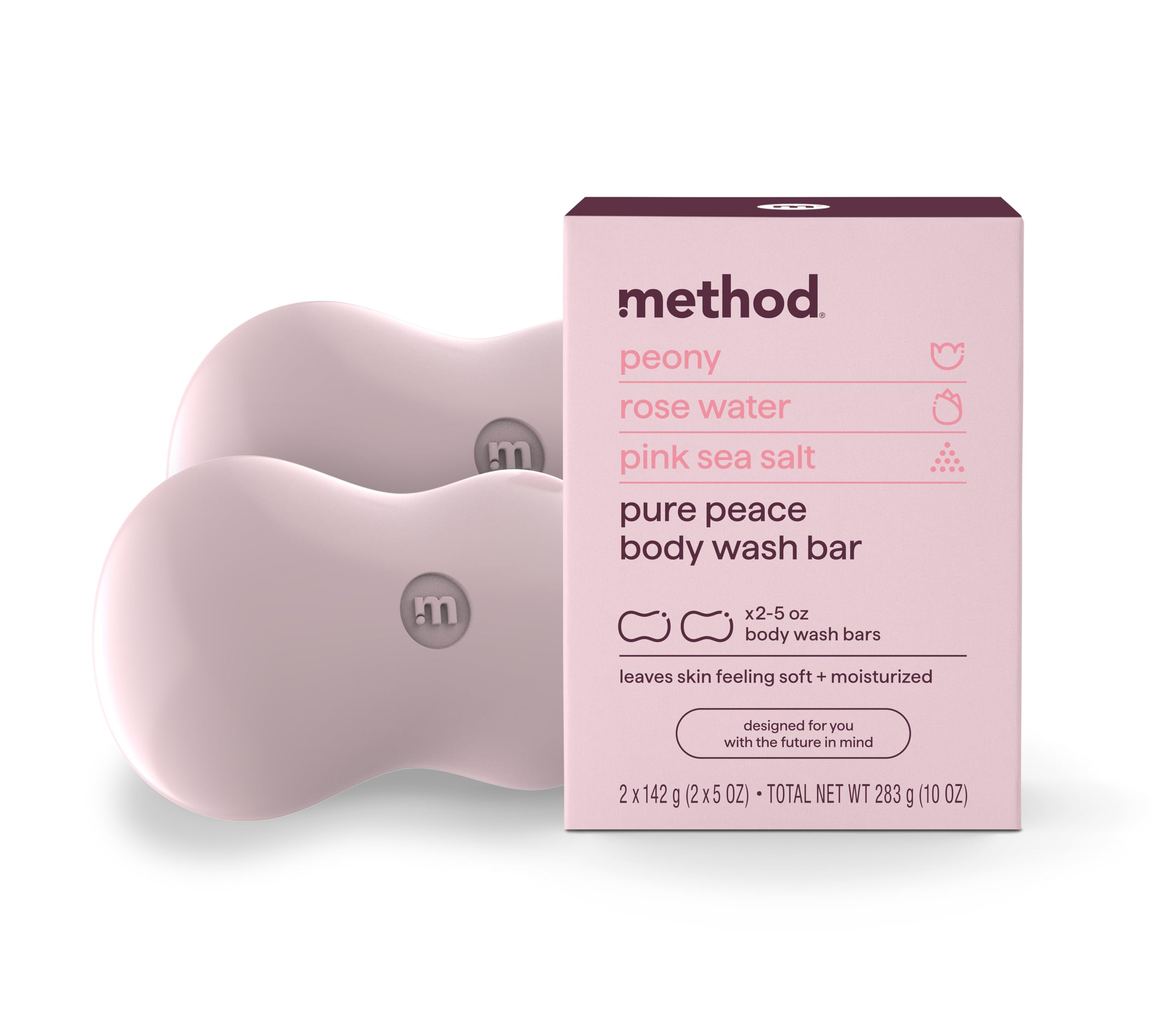 Method Pure Peace bar with ergonomic grip for easy shower cleansing
