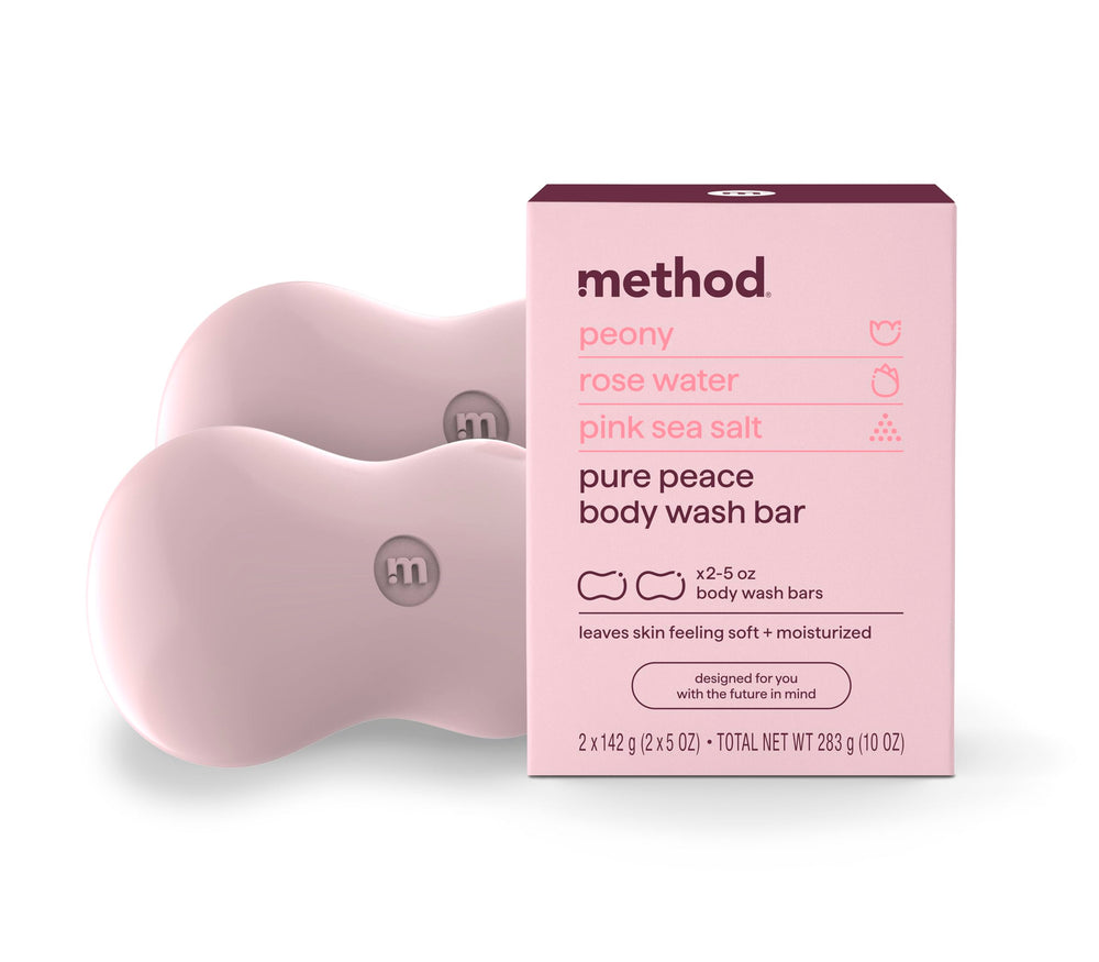 Method Pure Peace bar with ergonomic grip for easy shower cleansing