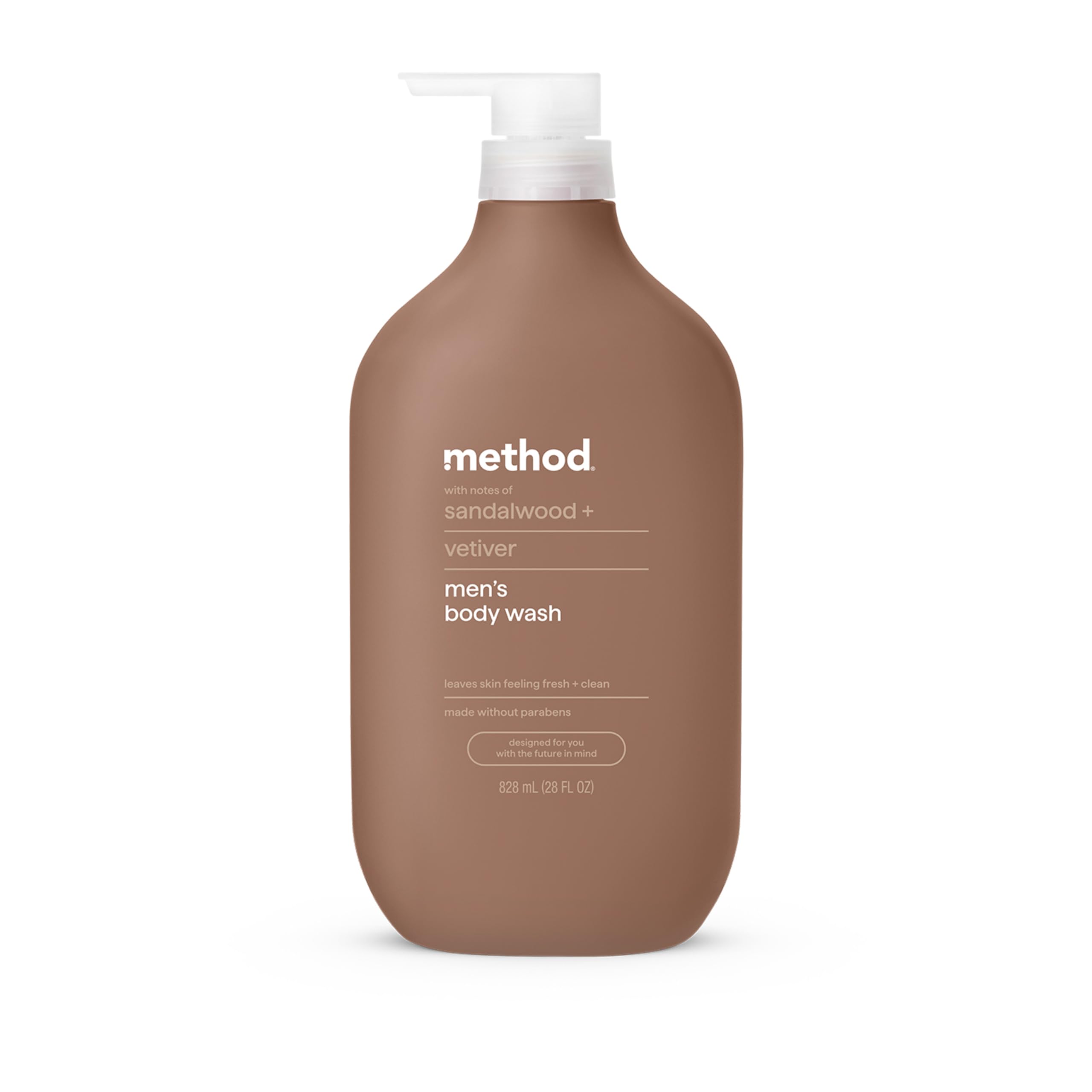Method Body Wash: botella vertiendo gel suave para ducha relajante.