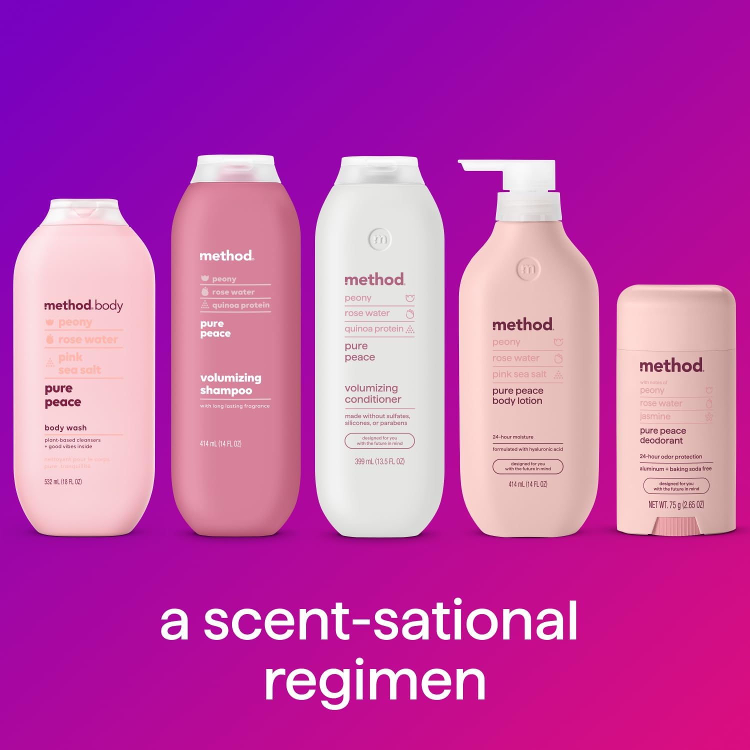 Presentación de 28 oz de gel de ducha Method Pure Peace para uso diario