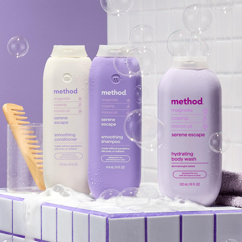 Method Serene Escape moisturized skin benefit implied in product close-up
