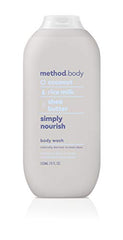 Method Simply Nourish pack back highlights eco-friendly messaging.