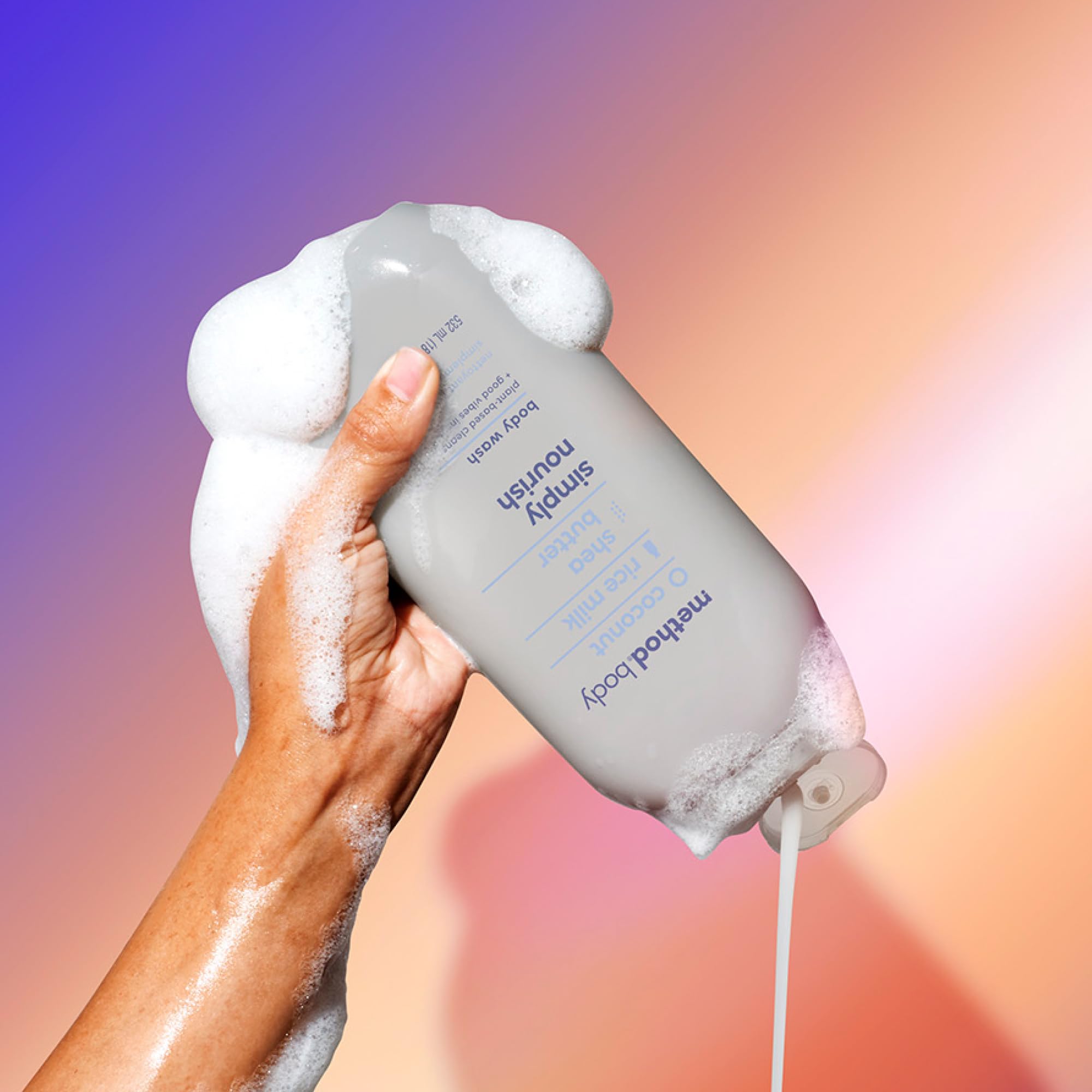 Paraben-free formula of Method Simply Nourish highlighted in a product close-up