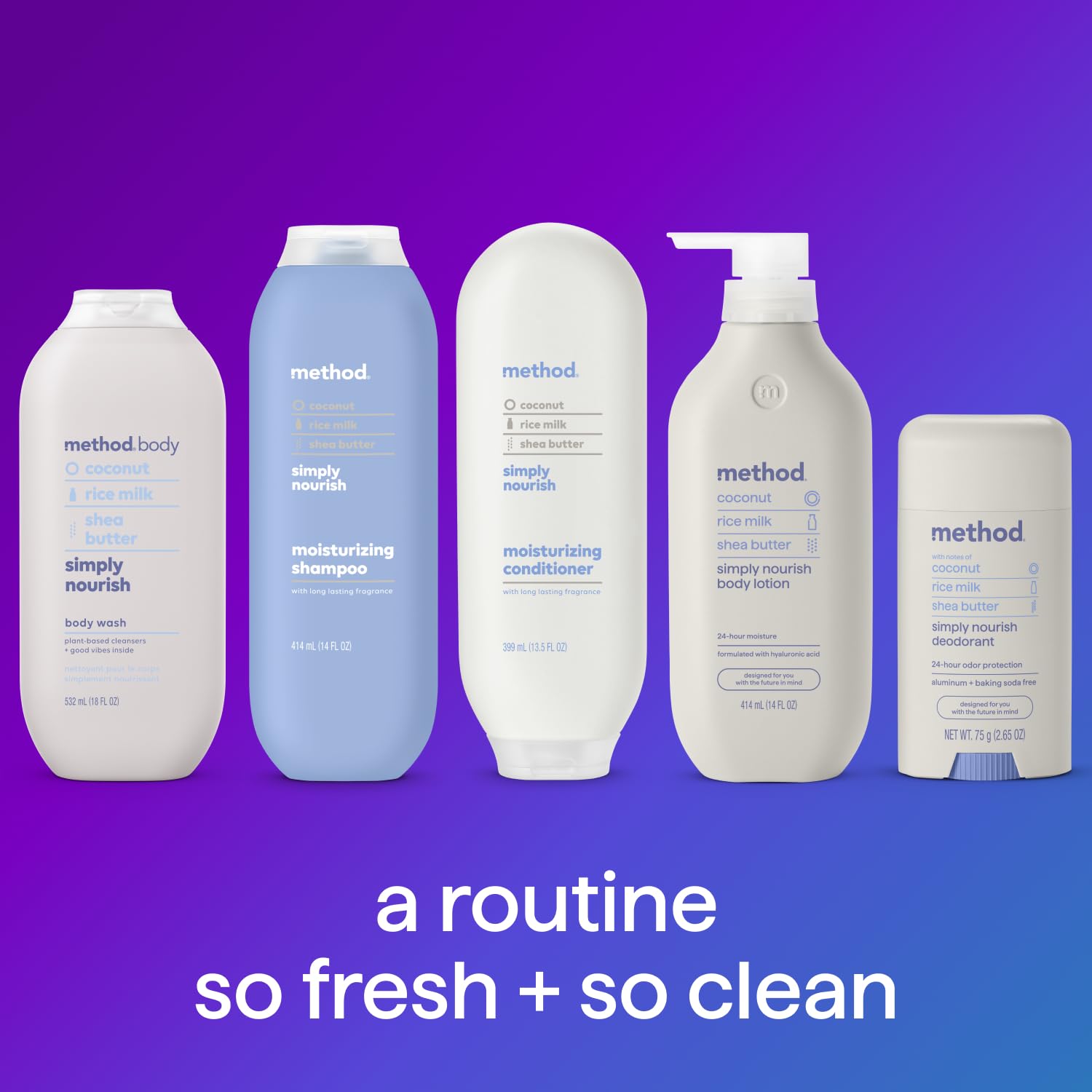 Bottle with 65% recycled content (PCR) from Method Simply Nourish