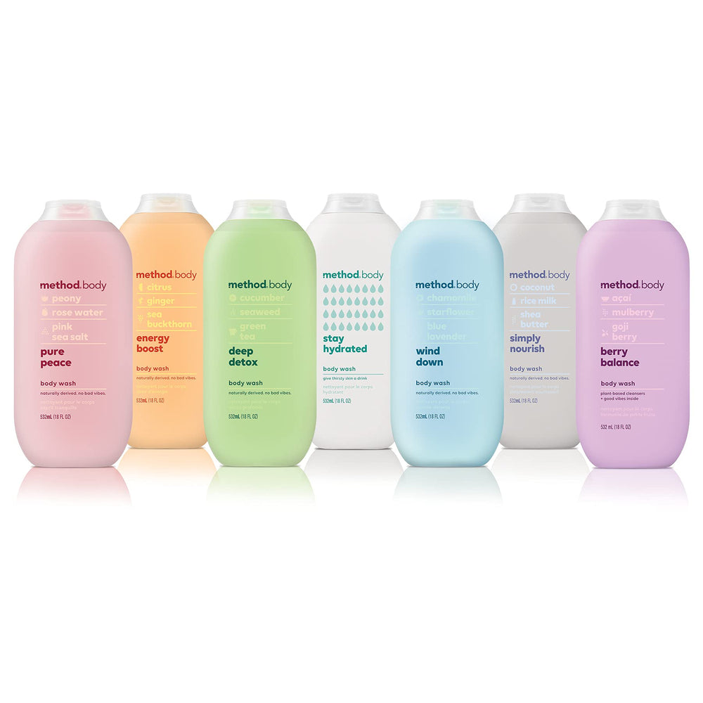 Method Wind Down chamomile blue lavender ingredients, natural plant based cleansers
