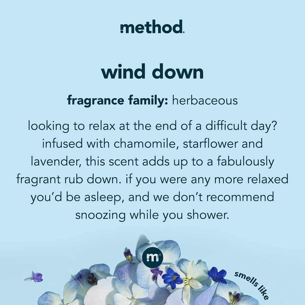 Method Wind Down pour and foamy bubbles, spa like shower moment