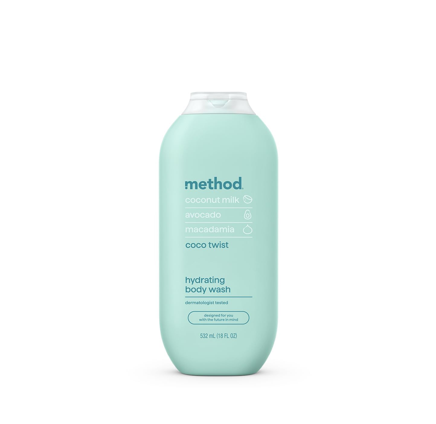 Method Coco Twist: botella de gel para ducha hidrata la piel durante la rutina diaria.