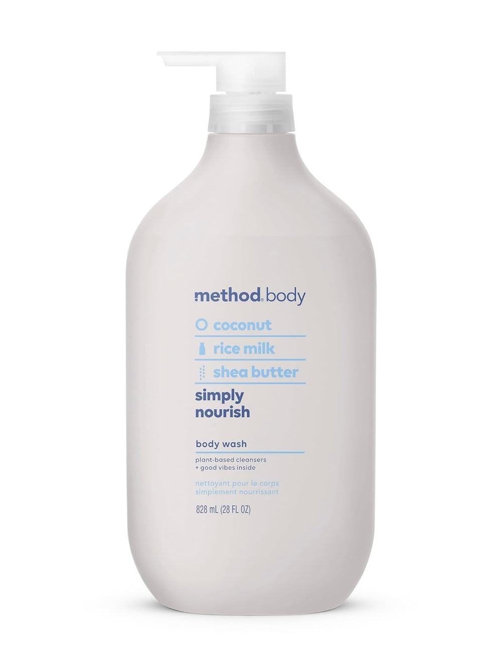 Method Simply Nourish: botella con dispensador para ducha suave e hidratante.