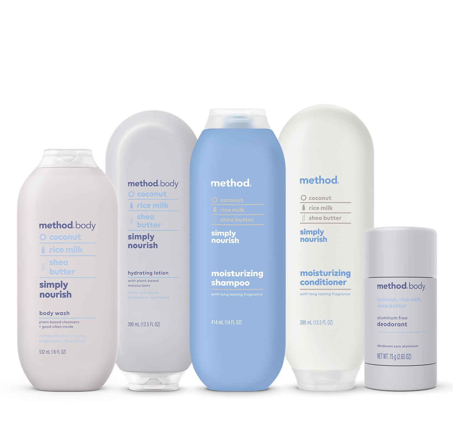 Simply Nourish fragrance notes include coconut, rice milk, and shea butter.