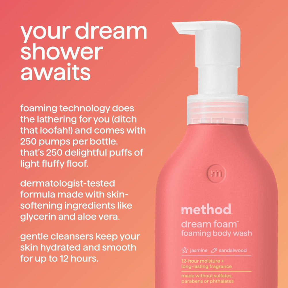 Method Dream Foam: fragancia de jazmín y sándalo perfuma la piel tras el lavado.