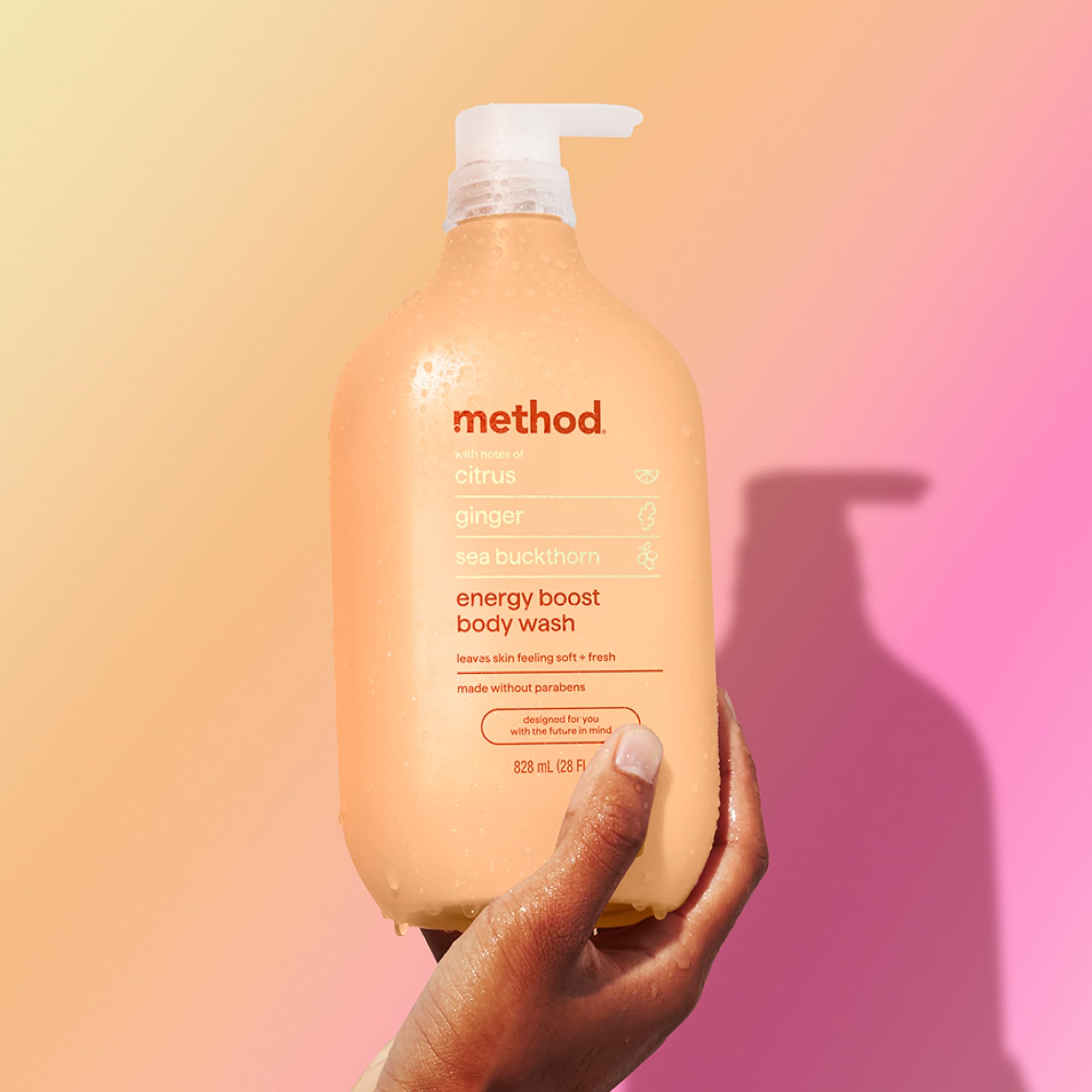 Method Energía Boost: sensación de piel suave y perfumada durante el día.