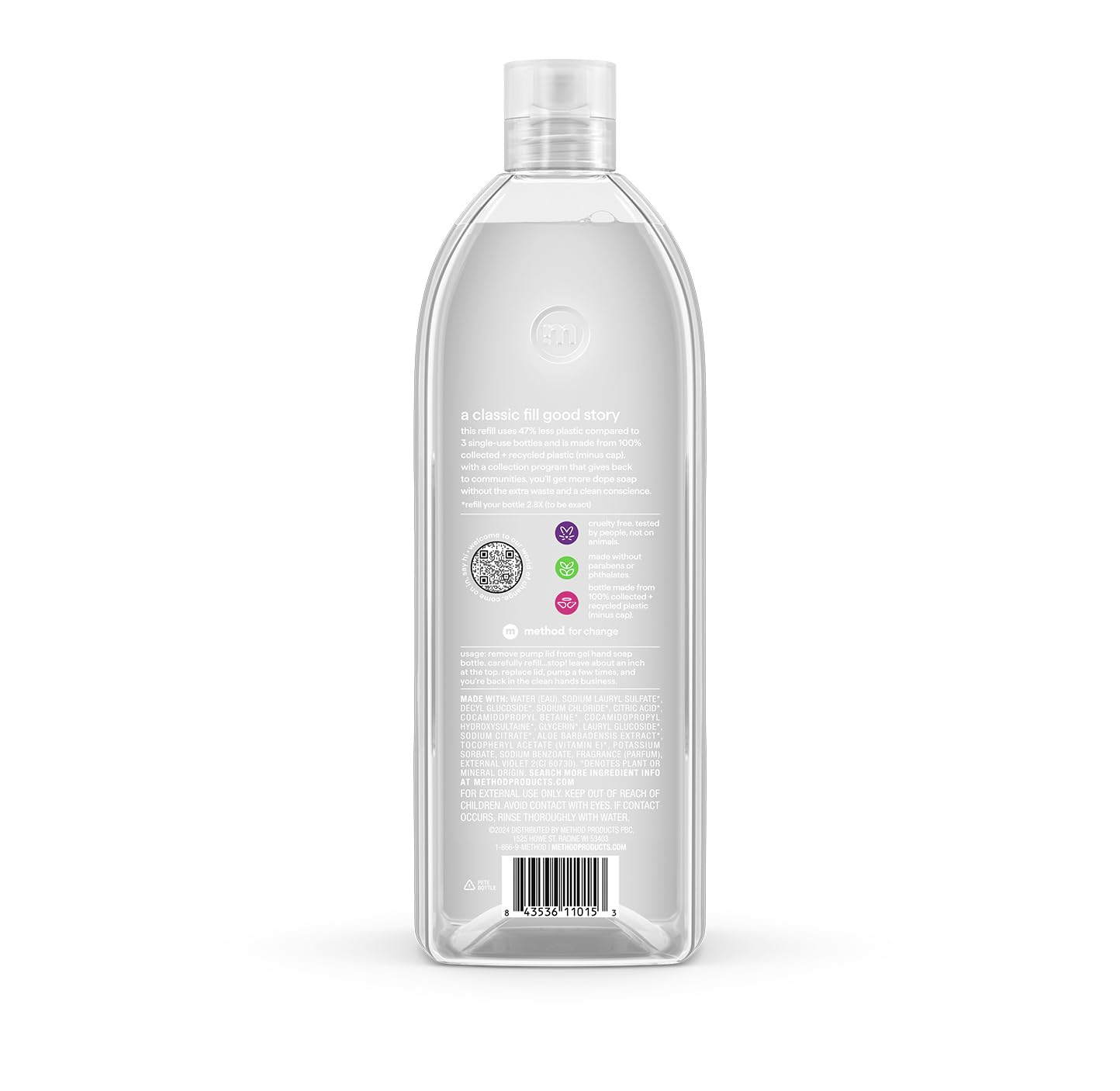 Method envase 50% PCR, diseñado para reciclar.