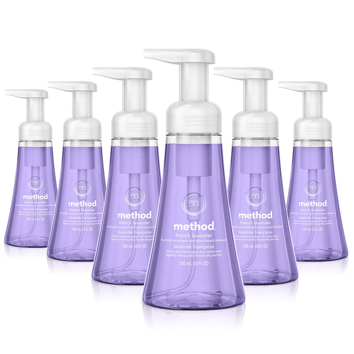 Method Foaming Hand Soap French Lavender bottle front, clean, softly scented hands