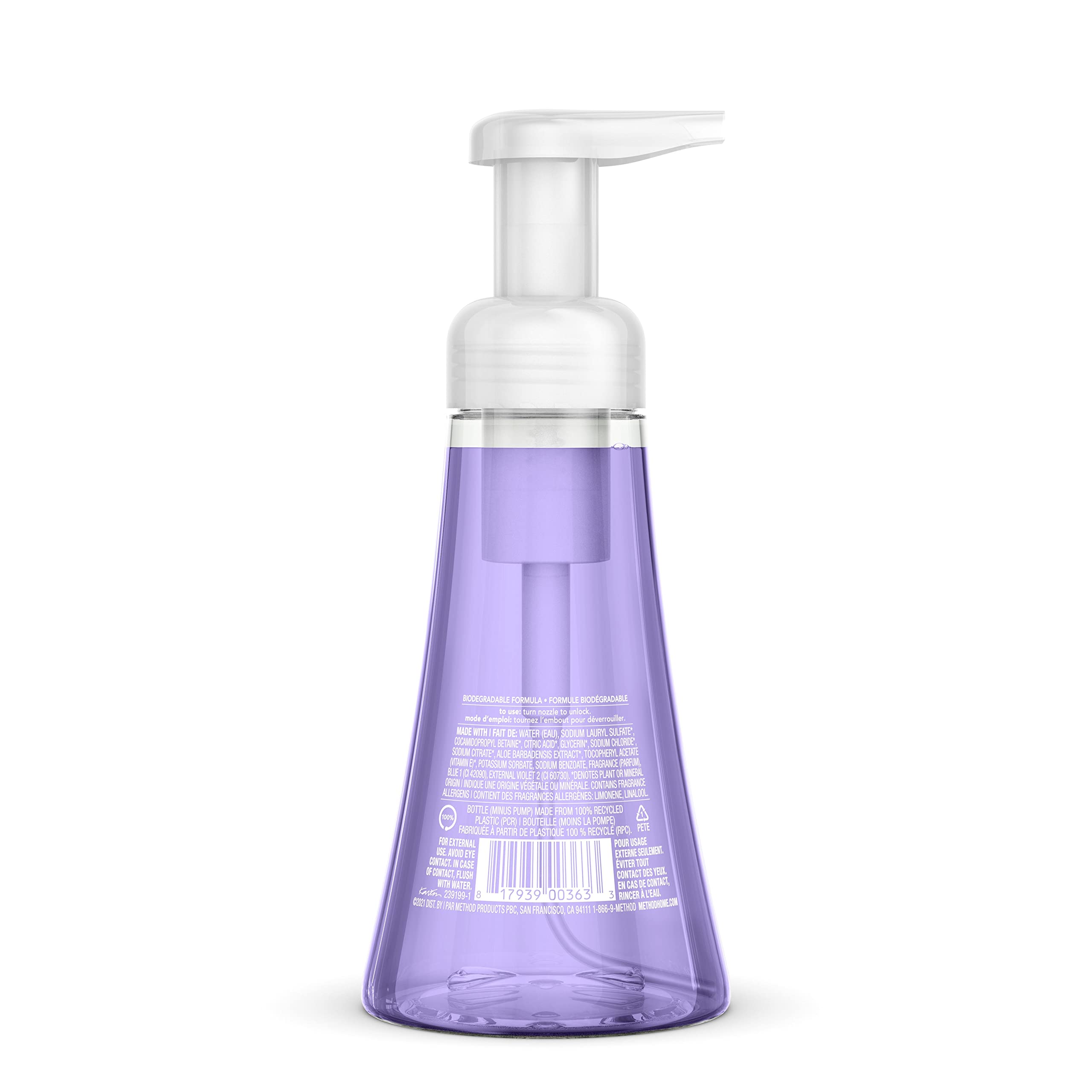Method Foaming Hand Soap French Lavender pump, convenient foaming lather
