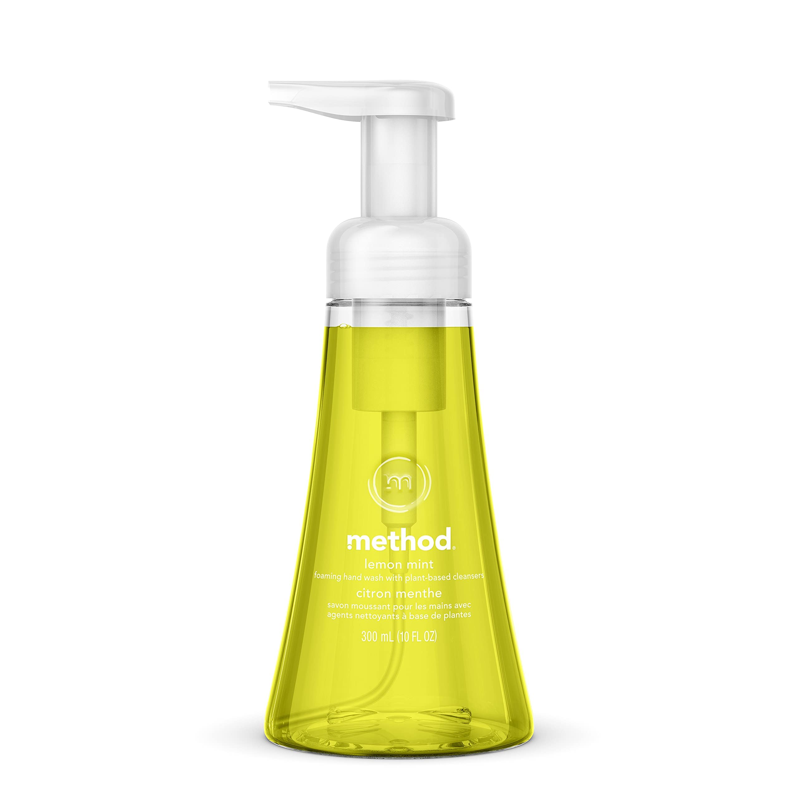 Foam texture of Method Lemon Mint hand soap ready to cleanse hands