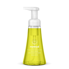 Foam texture of Method Lemon Mint hand soap ready to cleanse hands