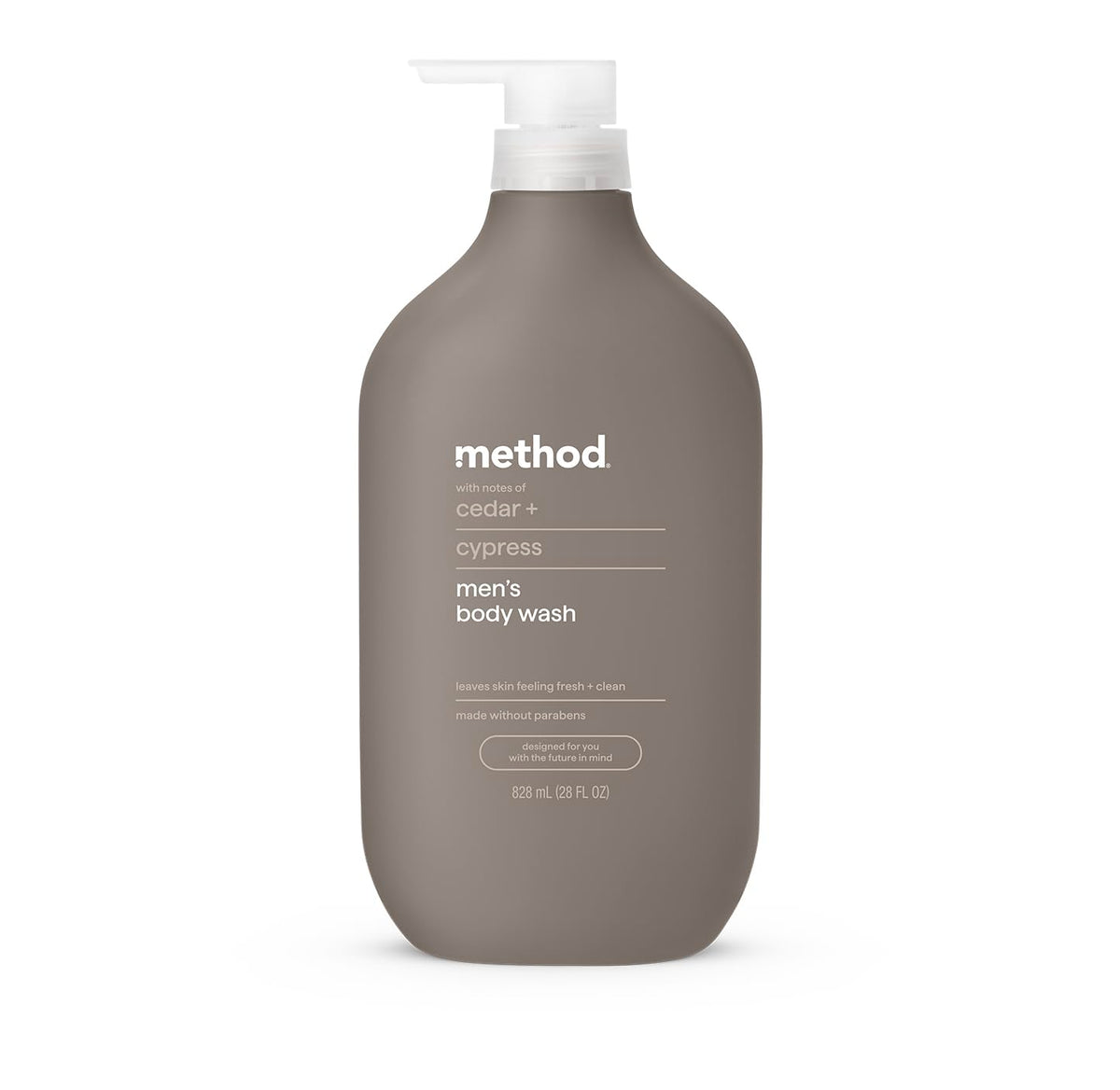 Method gel de ducha Cedar y Ciprés, botella visible, aroma terroso que refresca la ducha