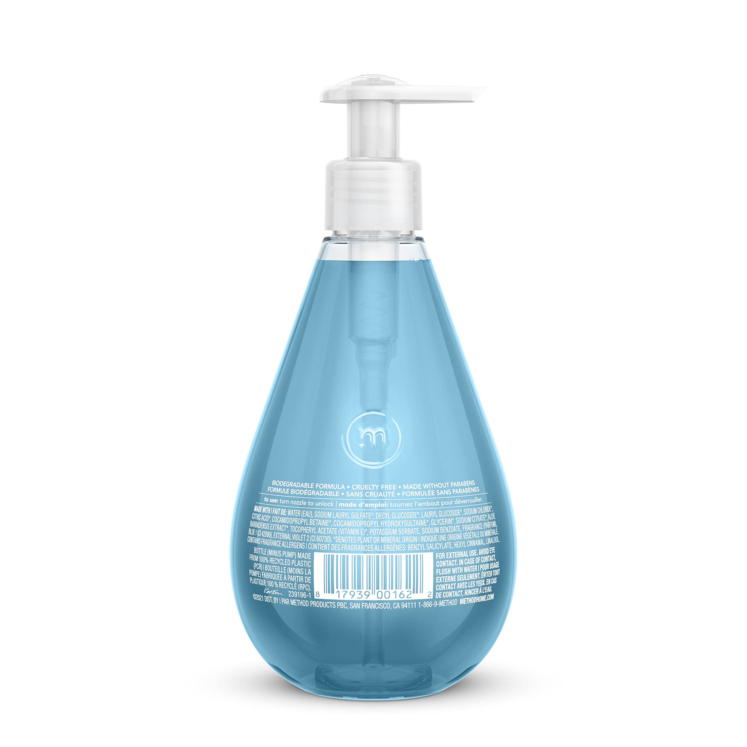 Method Sea Minerals bottle without pump highlights recyclable plastic.