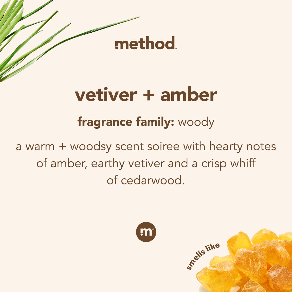 Method Vetiver Amber pack of 3 emphasizes convenient refills and value.