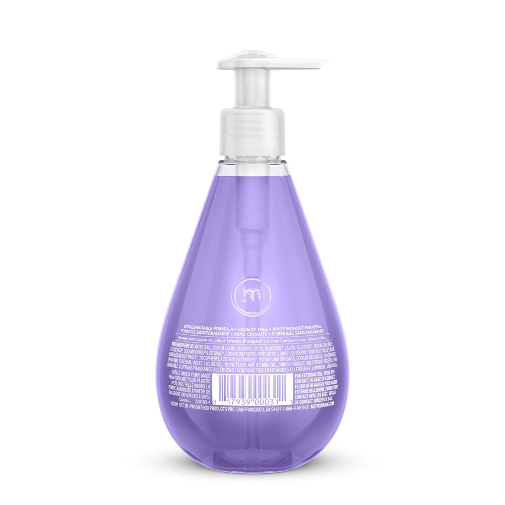 Method Gel Hand Wash French Lavender bottle without pump shows eco-friendly PCR packaging