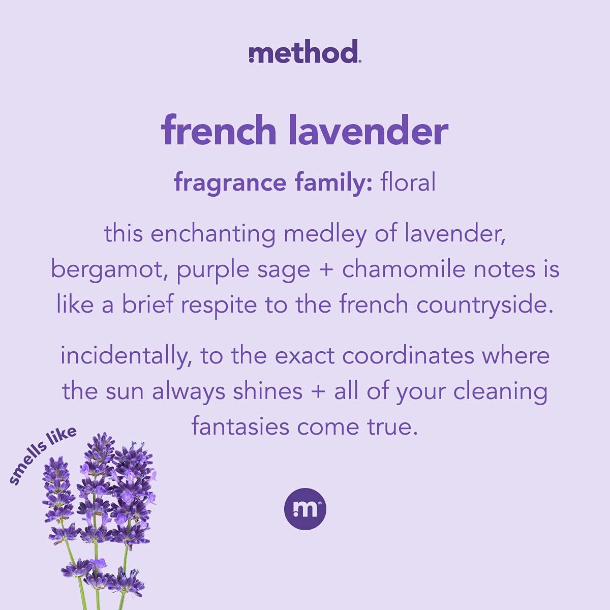 Label closeup of Method French Lavender gel hand wash