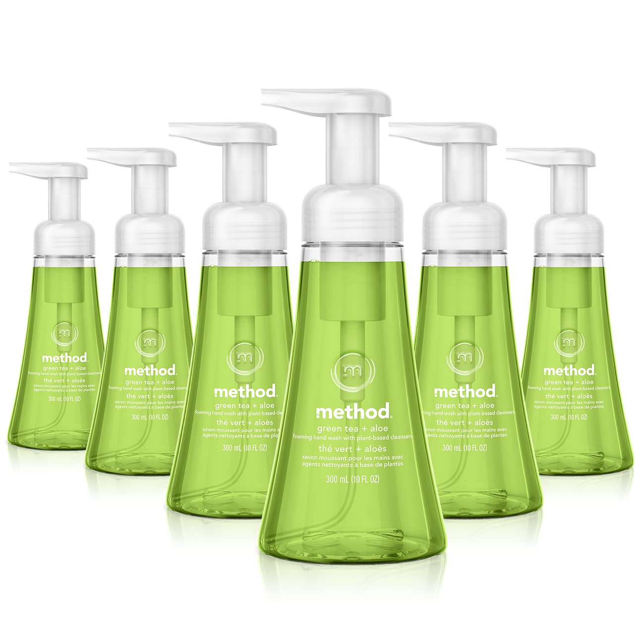 Method Green Tea Aloe foaming bottle with eco-friendly packaging and fresh scent.