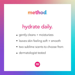 Piel hidratada tras la ducha gracias al gel Method.