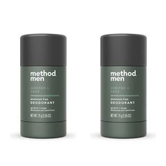 Desodorante Method para hombre sin aluminio Junípero y Salvia, pack de dos barras de larga duración.