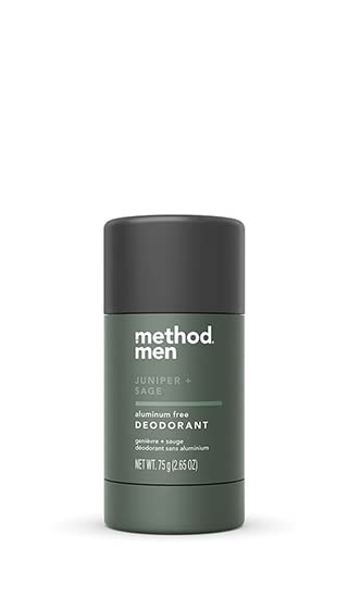 Desodorante Method en barra para hombre, sin aluminio, aroma Junípero y Salvia, uso diario.