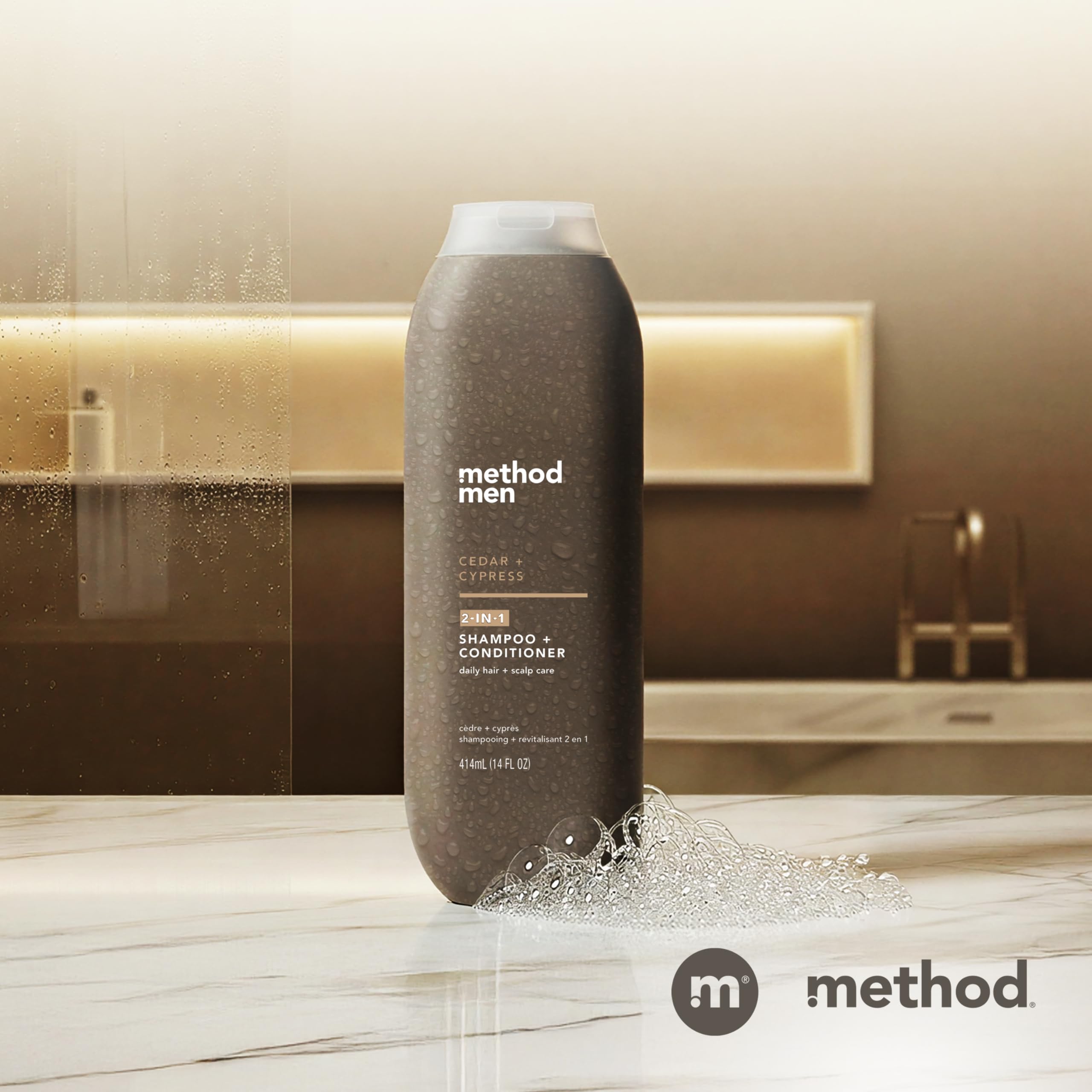 Method Men 2 en 1, ducha rápida, perfecto para mañanas ocupadas.