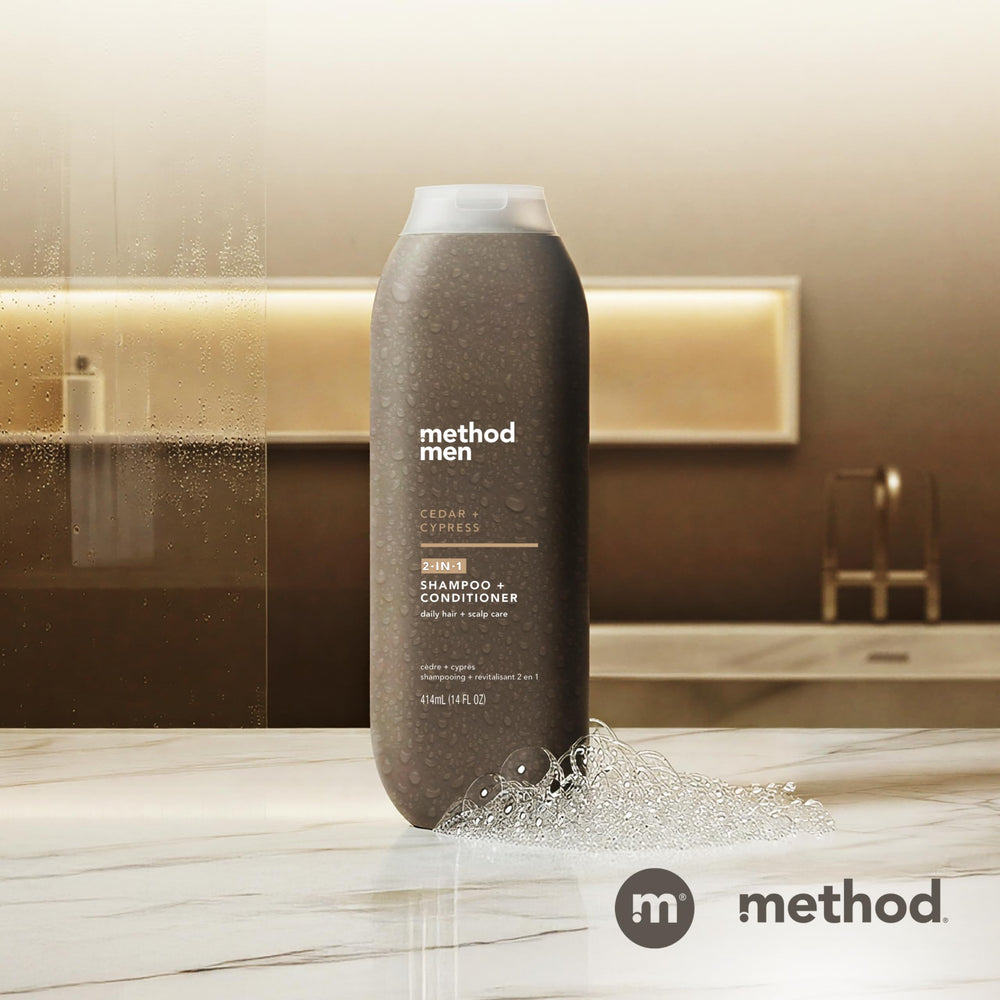 Method Men 2 en 1, ducha rápida, perfecto para mañanas ocupadas.