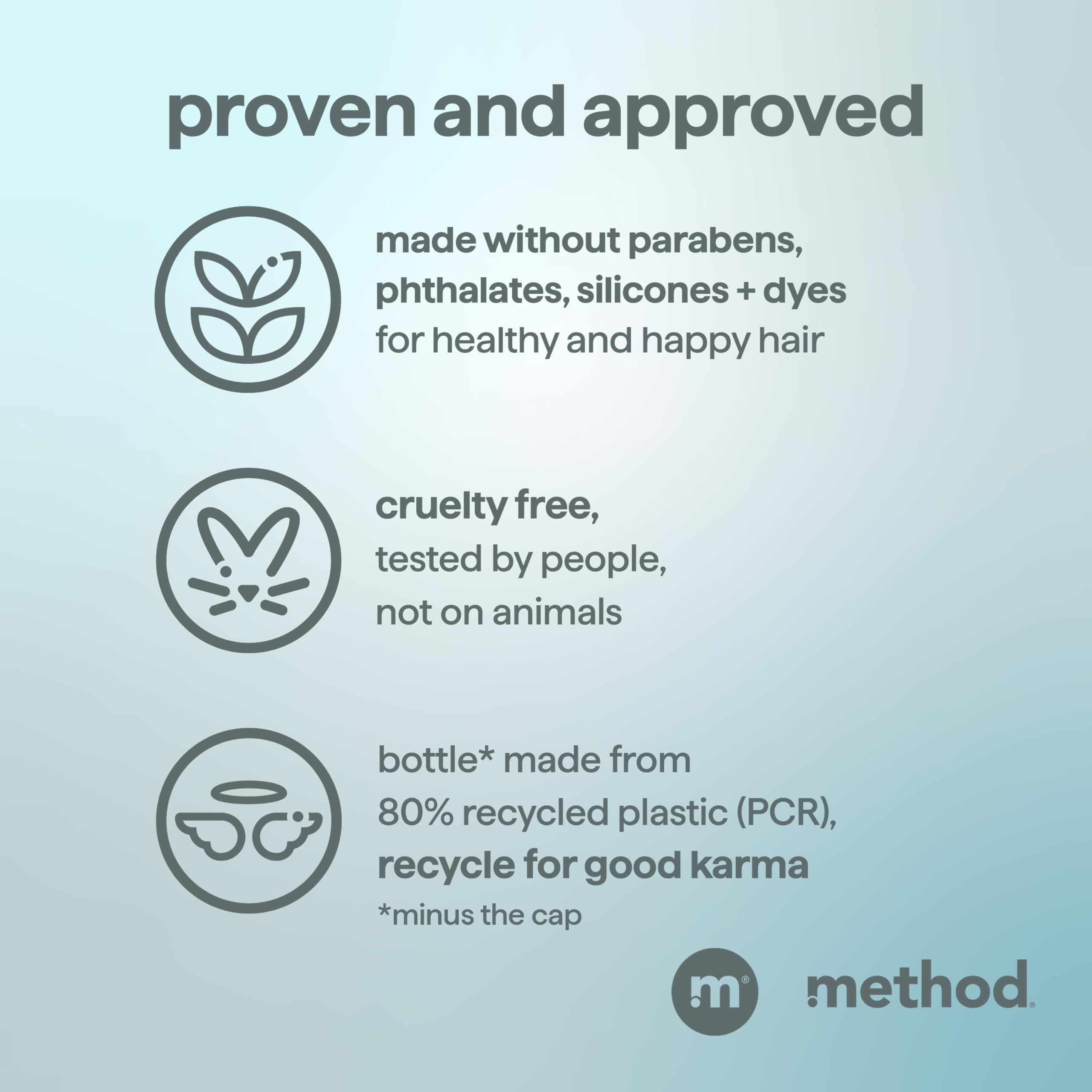 Method Hombres 2 en 1, frasco libre de crueldad, sin pruebas en animales.