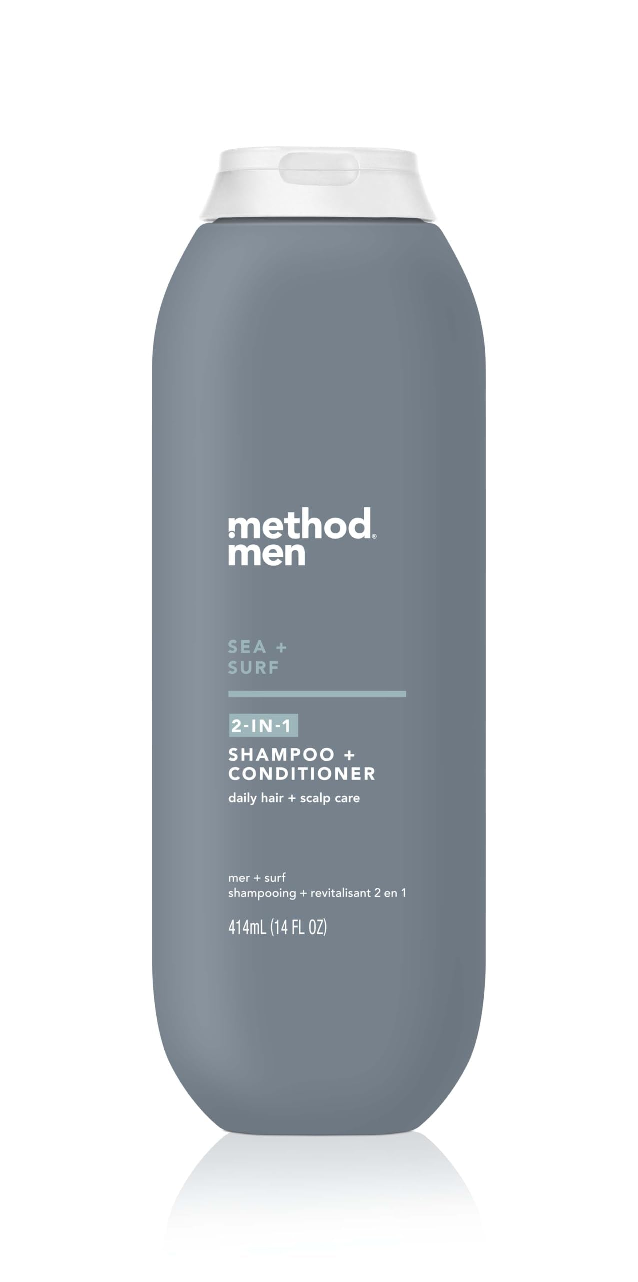 Method Hombres 2 en 1, Mar y Surf, botella 14 oz para limpieza diaria y fresca.