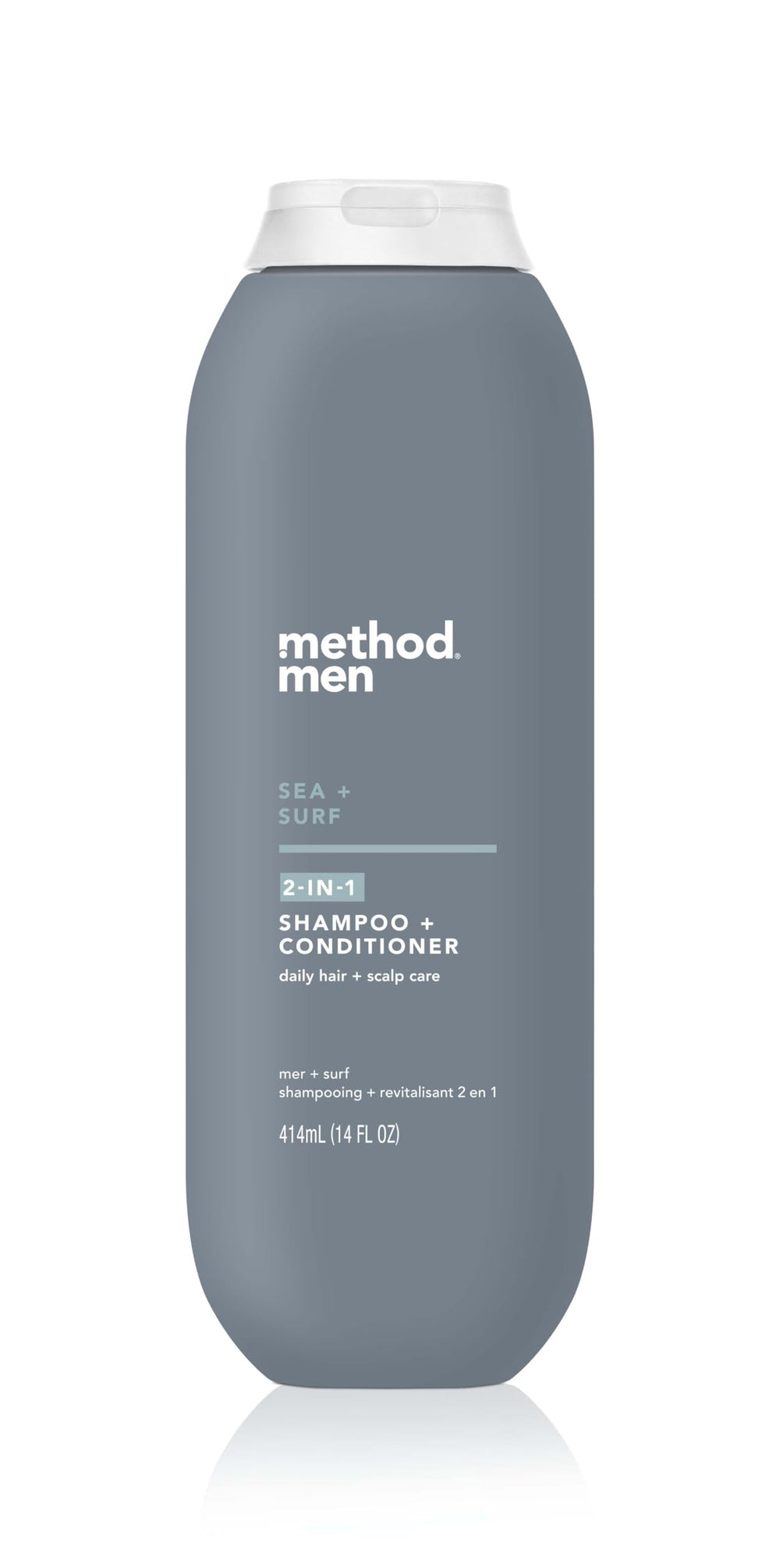 Method Hombres 2 en 1, Mar y Surf, botella 14 oz para limpieza diaria y fresca.