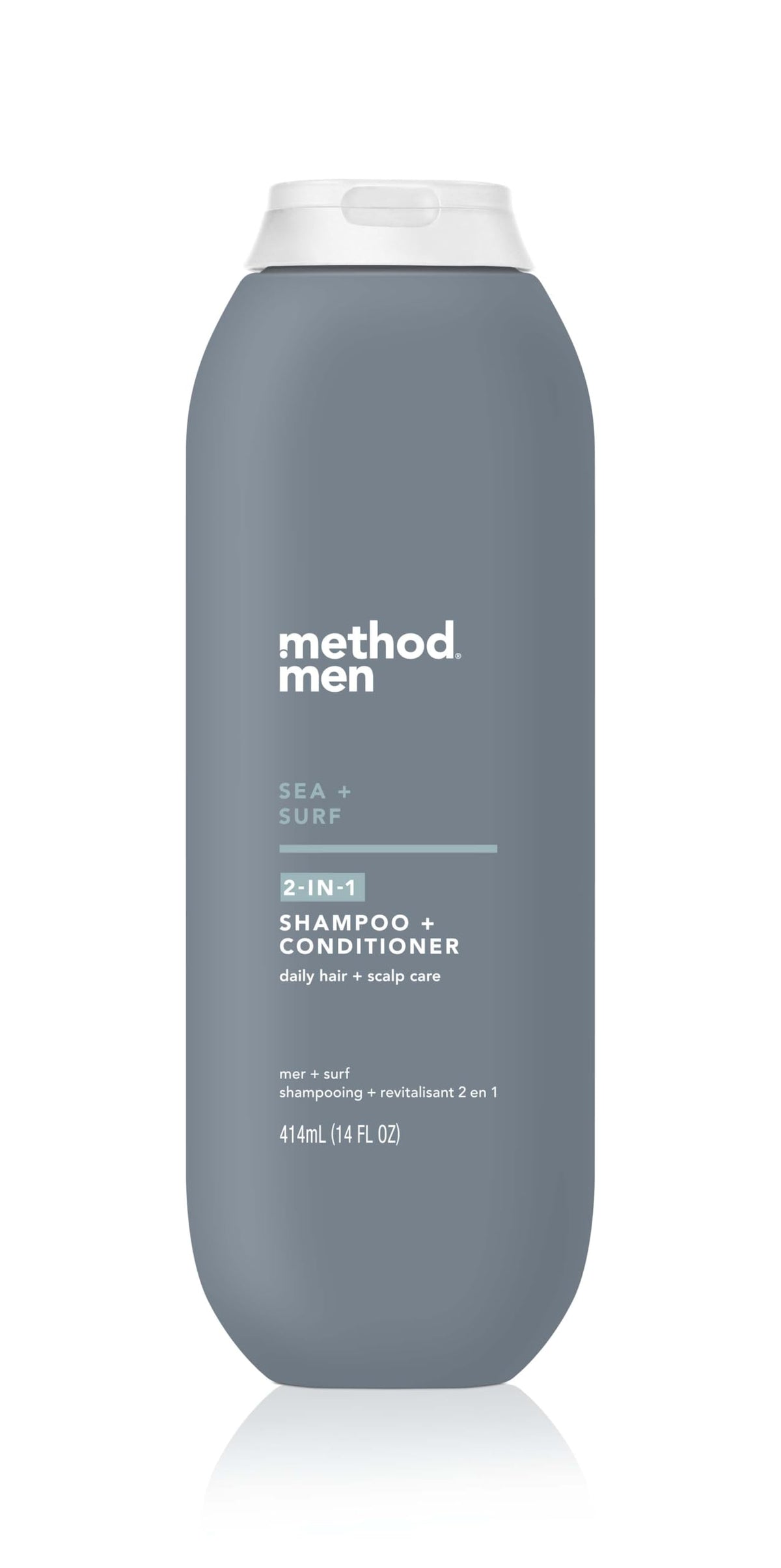 Method Hombres 2 en 1, Mar y Surf, botella 14 oz para limpieza diaria y fresca.