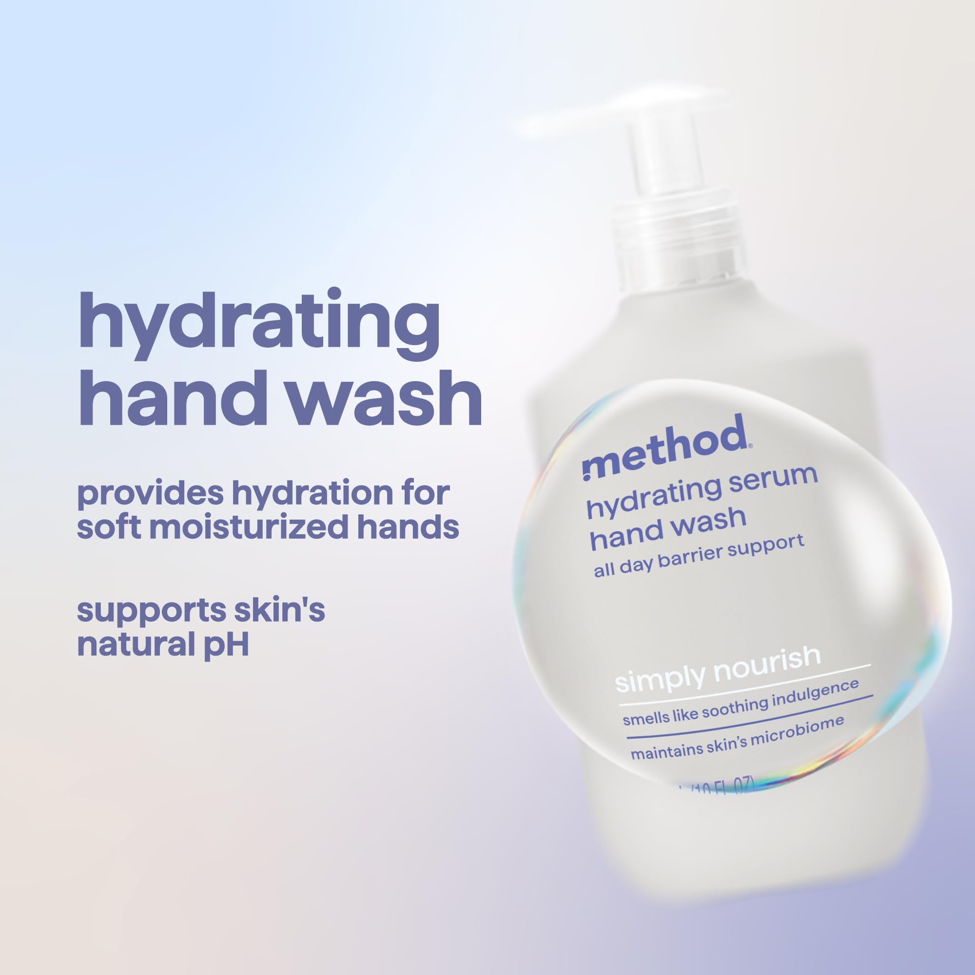 Close-up foam from Method Hand Wash shows rich, gentle cleansing.