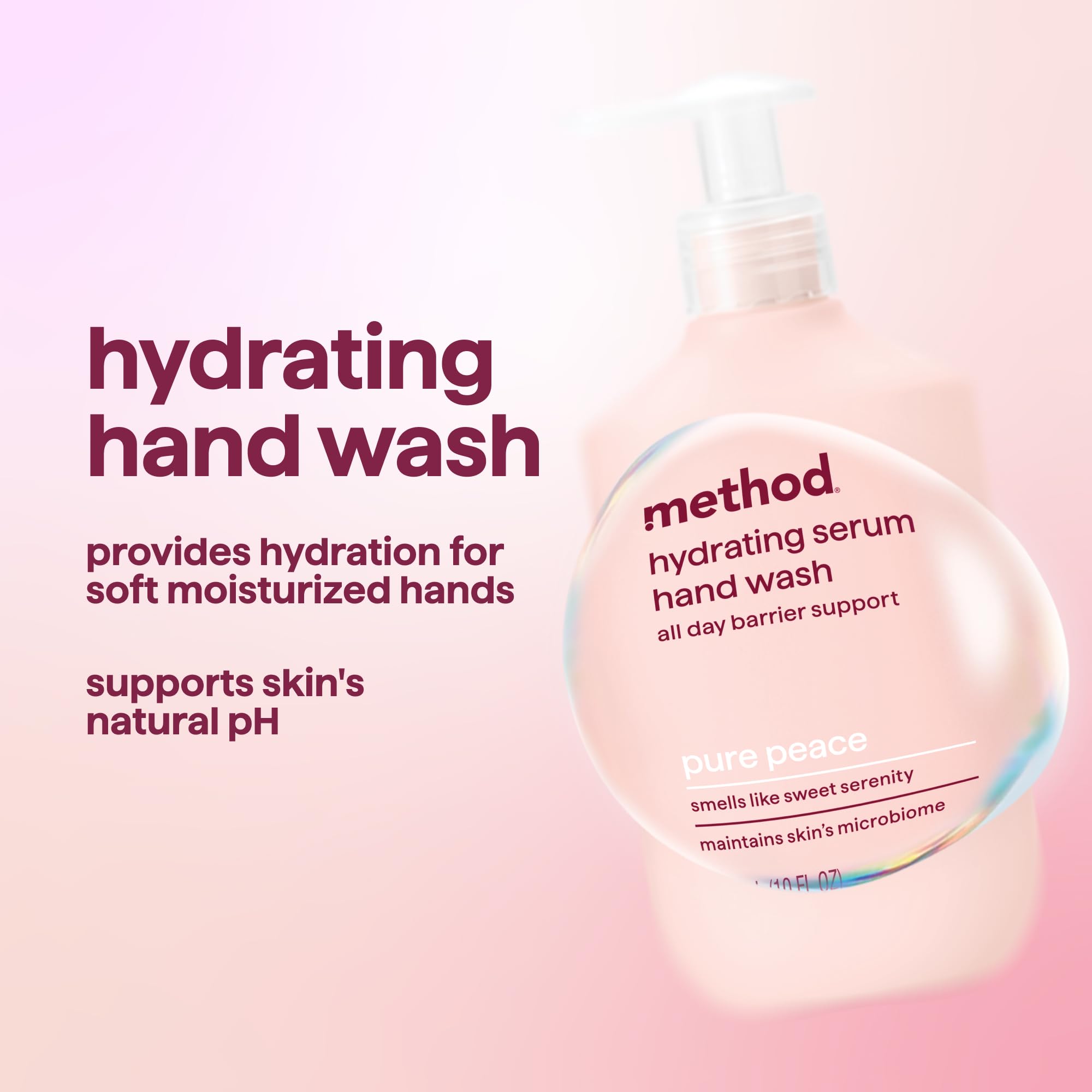 Method Hydrating Serum Hand Wash gel-like texture in use