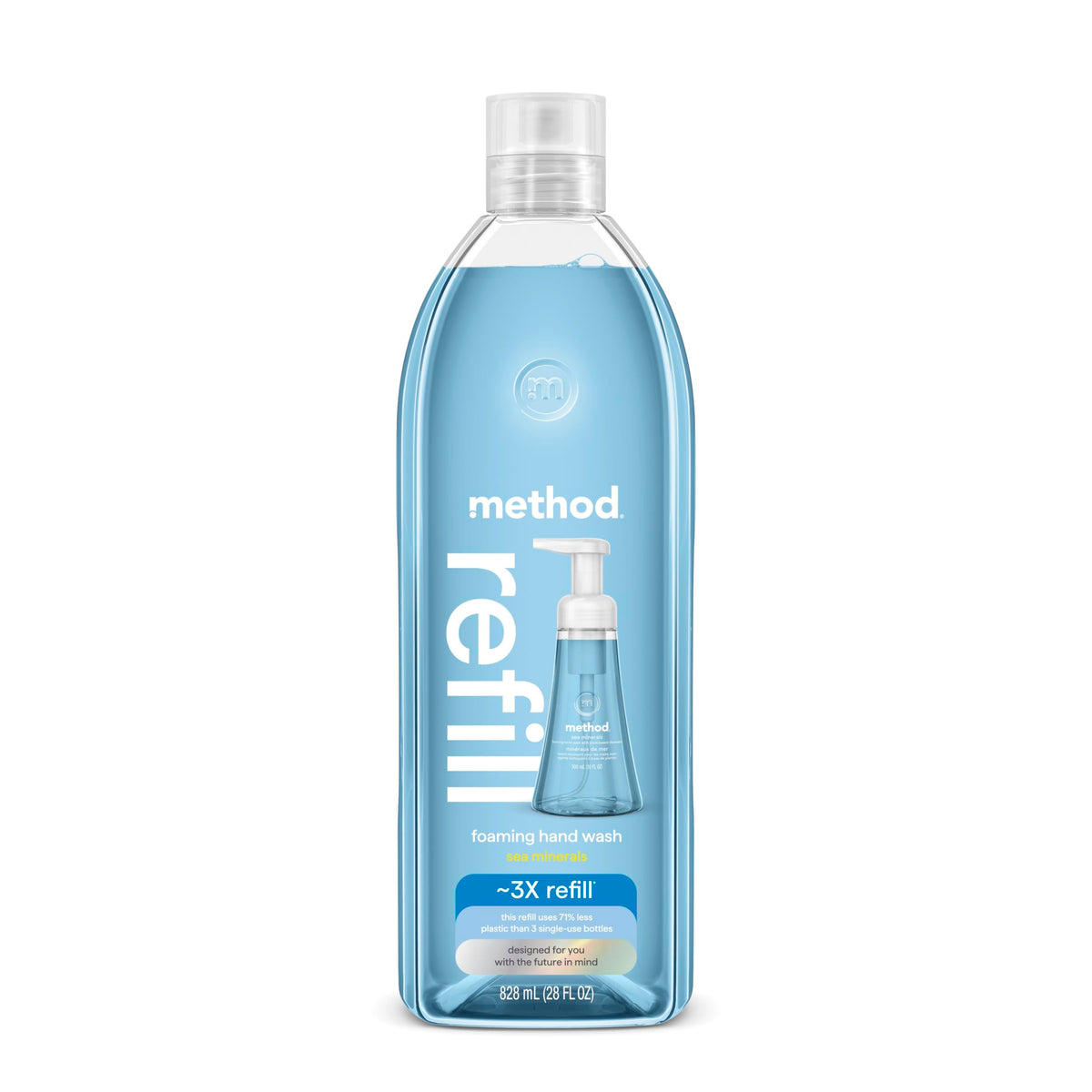 Jabón espumoso Method: botella visible con aroma marina suave