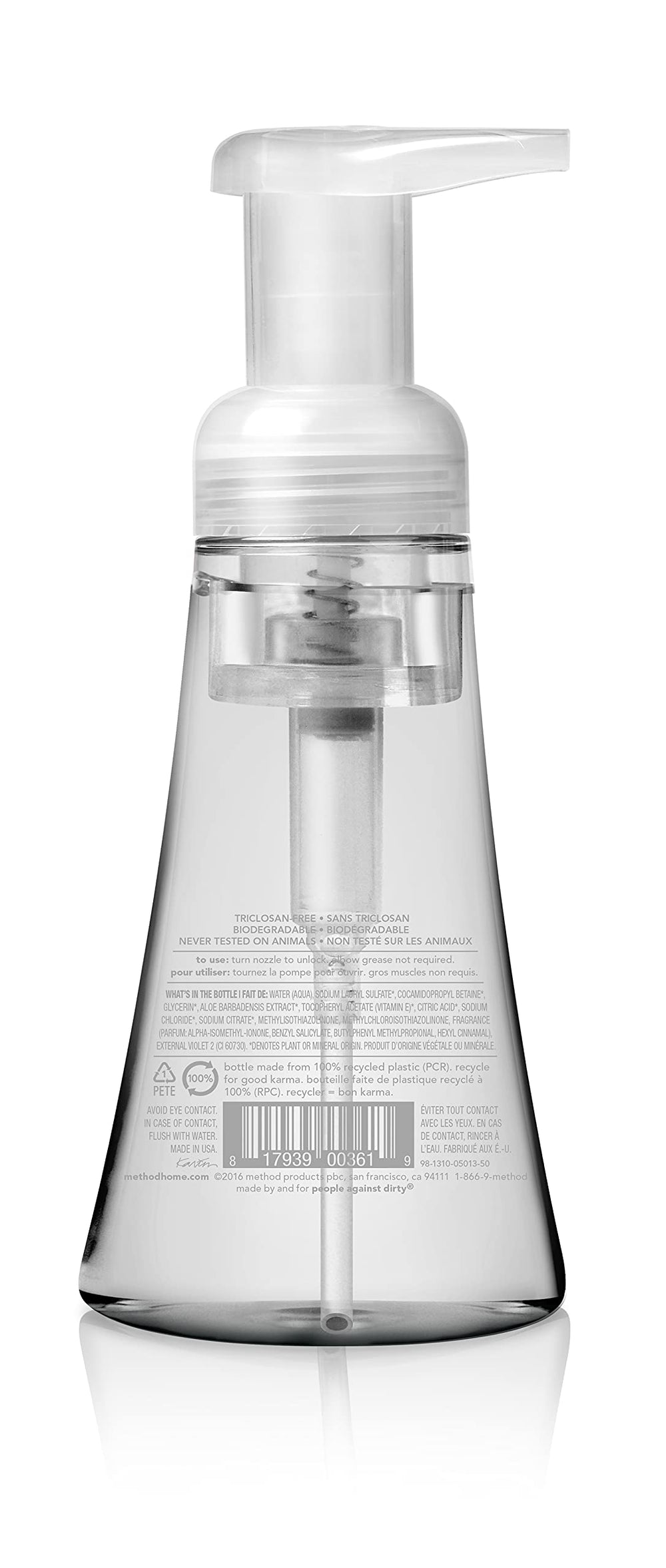 Method jabón espumoso, espuma cremosa que cuida la piel.