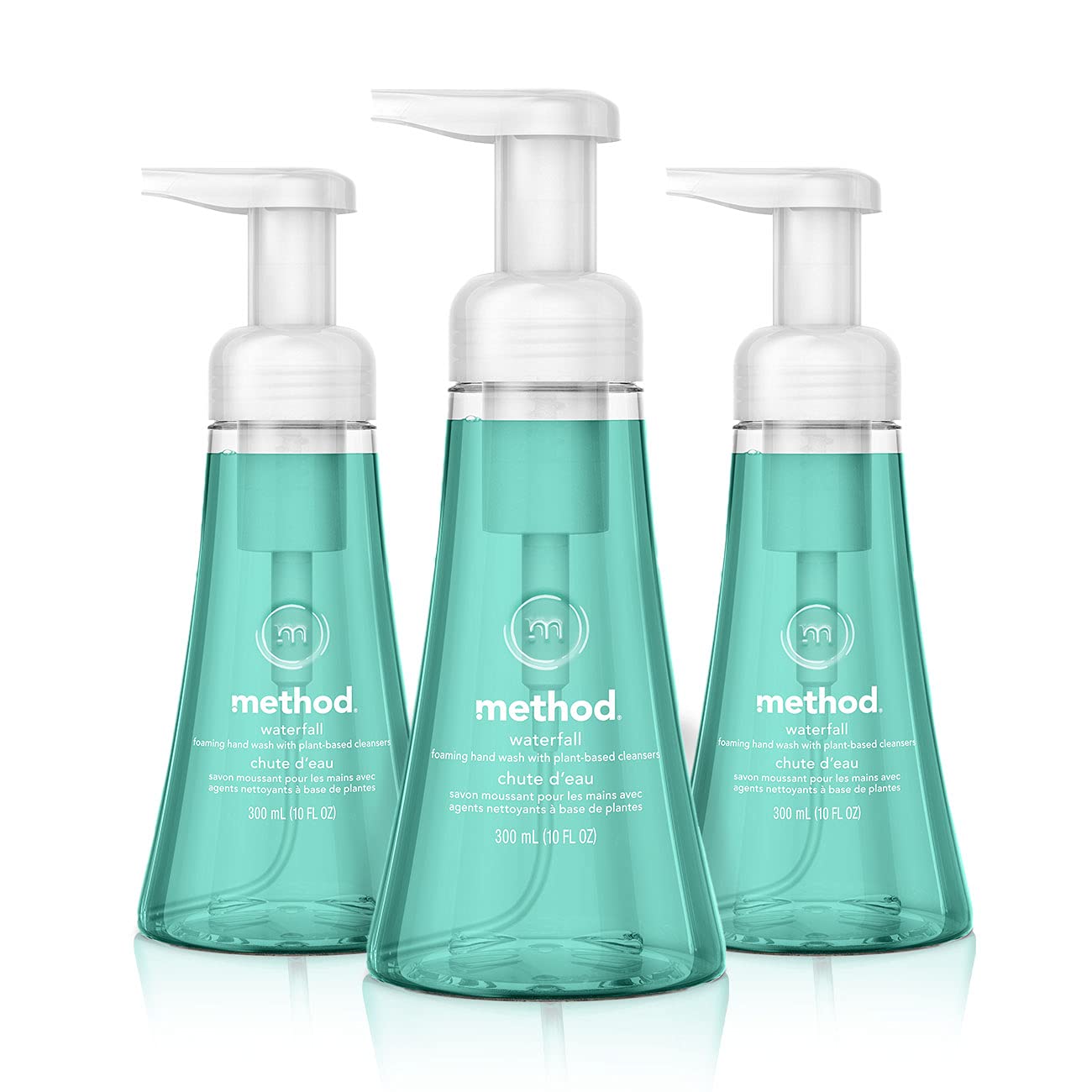 Jabón de manos espumoso Method Waterfall: conjunto de 3 botellas para uso diario.