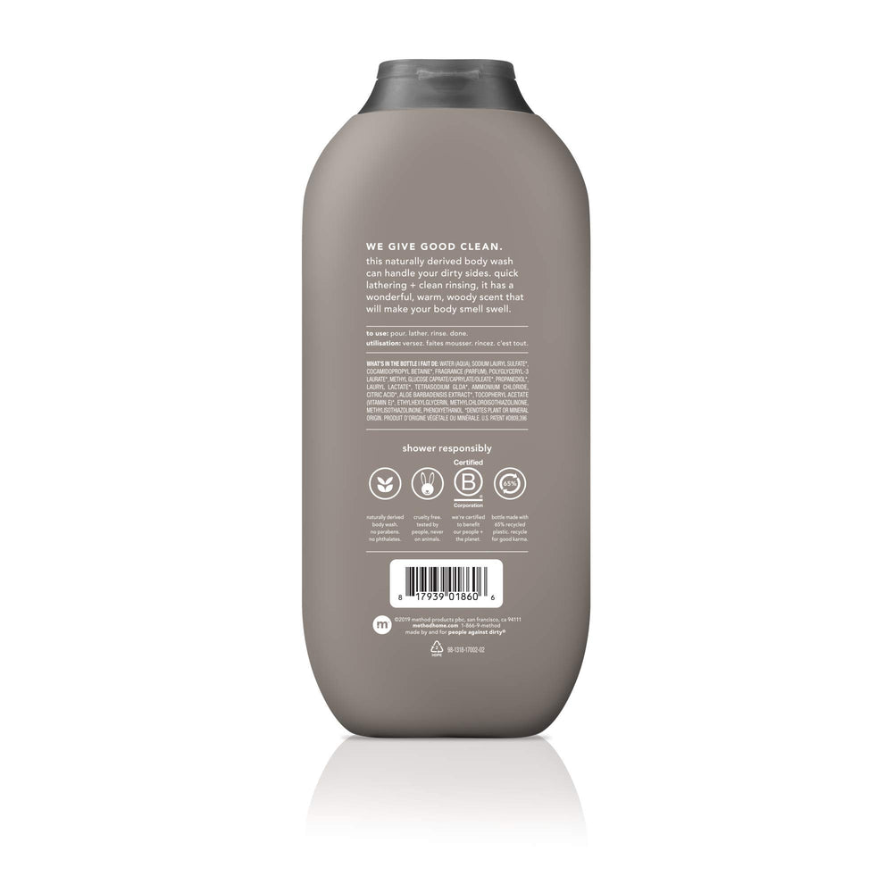 Method Men Cedar Cypress bottle — woody aroma with a thorough rinse.