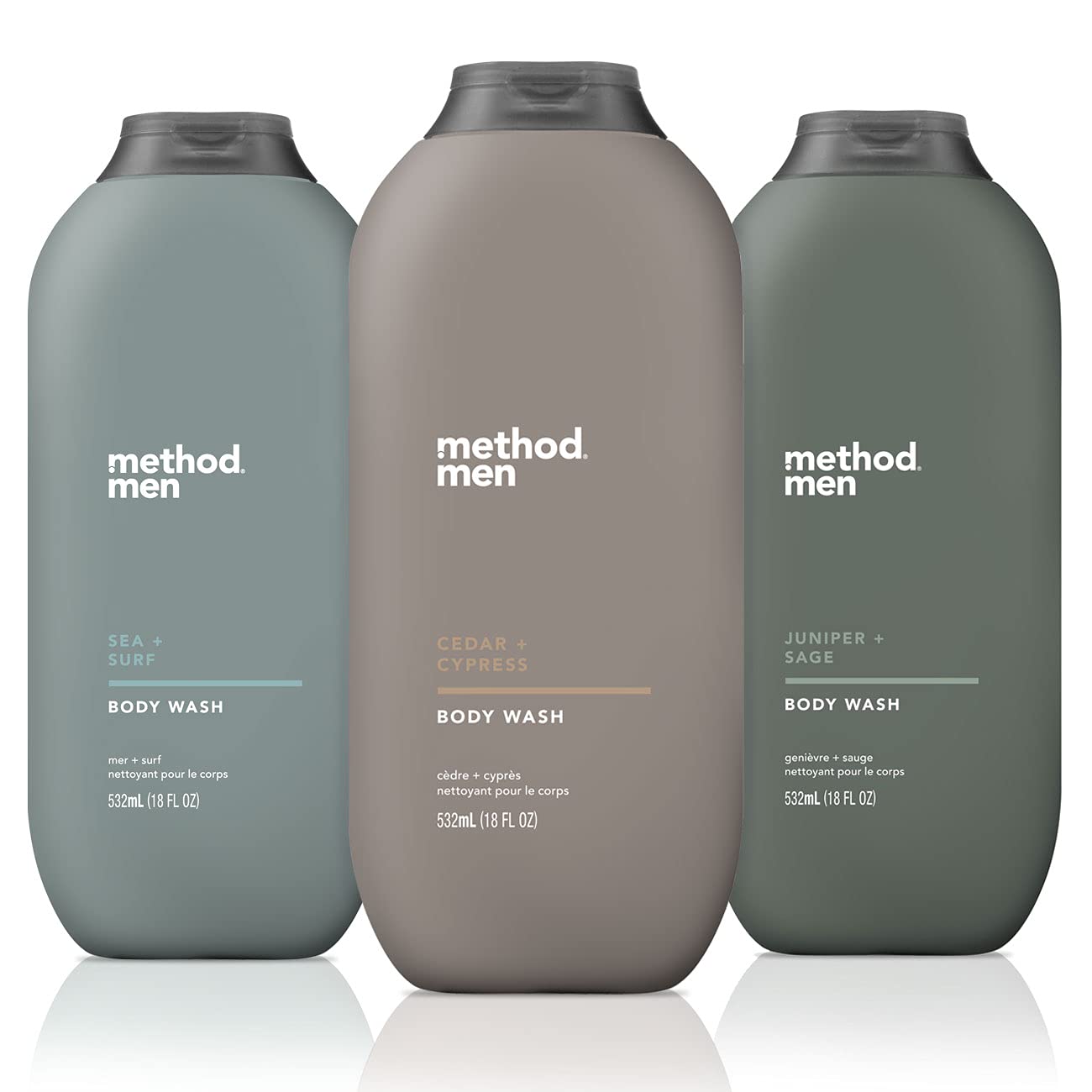 Method Men Sea Surf bottle — invigorating scent and quick cleanse for a refreshing shower.